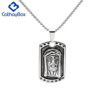 Load image into Gallery viewer, Men Jesus Piece Pendant Necklace Stainless Steel Black Enamel Christian Medallion Jewelry Gift 2018 - Pendant Necklace
