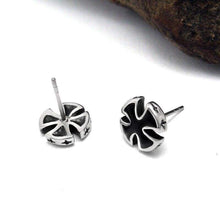 Load image into Gallery viewer, Men Maltese Cross Stud Earrings Trendy Jewelry for Black Enamel Mens Ear Piercing - Earrings
