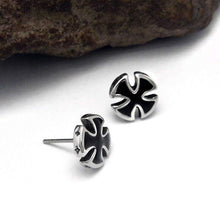 Load image into Gallery viewer, Men Maltese Cross Stud Earrings Trendy Jewelry for Black Enamel Mens Ear Piercing - Earrings

