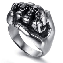 Load image into Gallery viewer, Mens Biker Knuckles Fist Ring in Silver Stainless Steel
