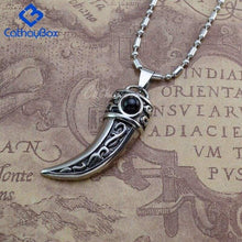 Load image into Gallery viewer, Mens Black Enamel Stainless Steel Wolf Tooth Horn Floral Pendant Necklace with SS Chain 60cm - Pendant Necklace
