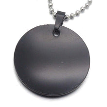 Load image into Gallery viewer, Mens Black Stainless Steel Round Islamic Crescent Moon + Star Charm Pendant Necklace for Muslim Free Chain 60cm Long - Pendant Necklace
