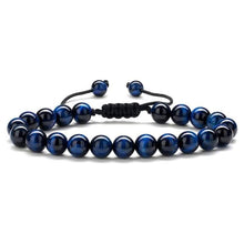 Load image into Gallery viewer, Mens Bracelet Beads Tiger Eye - Men Blue Tiger Eye Stone Bead Bracelet Healing Adjustable Gemstone Mens Anxiety Stress Relief Bracelet
