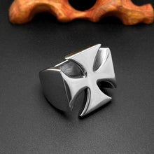 Load image into Gallery viewer, religous-jesus-cross-ring-amulet-jewlry-gold-black-rosegold-stainless-steel-letter-initials-letter-monogram-bible-rings-women-5-colors
