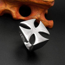 Load image into Gallery viewer, religous-jesus-cross-ring-amulet-jewlry-gold-black-rosegold-stainless-steel-letter-initials-letter-monogram-bible-rings-women-5-colors
