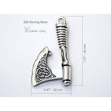 Load image into Gallery viewer, Mens Nordic Axe of Perun Necklace/Solid Sterling Silver 925/ Viking Thors Hammer Mjolnir Pendant with Celtic Knot/Norse Pagan Hatchet/Scandinavian Jewelry Gifts for Men/Handmade/appx 10 gr
