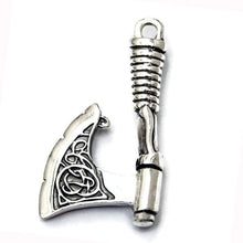 Load image into Gallery viewer, Mens Nordic Axe of Perun Necklace/Solid Sterling Silver 925/ Viking Thors Hammer Mjolnir Pendant with Celtic Knot/Norse Pagan Hatchet/Scandinavian Jewelry Gifts for Men/Handmade/appx 10 gr
