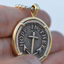 Load image into Gallery viewer, Mens Religous Corss - Hope in Thee - Anchor Crux Pendant Necklace (20 Inches/50cm) - Pendant Necklace
