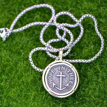 Load image into Gallery viewer, Mens Religous Corss - Hope in Thee - Anchor Crux Pendant Necklace (20 Inches/50cm) - Pendant Necklace
