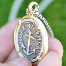 Load image into Gallery viewer, Mens Religous Corss - Hope in Thee - Anchor Crux Pendant Necklace (20 Inches/50cm) - Pendant Necklace
