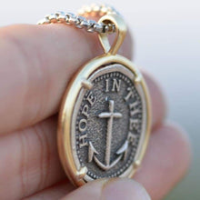 Load image into Gallery viewer, Mens Religous Corss - Hope in Thee - Anchor Crux Pendant Necklace (20 Inches/50cm) - Pendant Necklace
