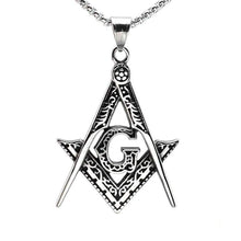 Load image into Gallery viewer, Mens Silver Black Enamel Stainless Steel Masonic Pendant Necklace 60CM SS Chain - Pendant Necklace
