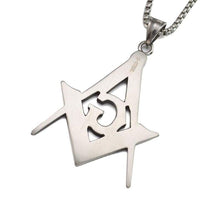 Load image into Gallery viewer, Mens Silver Black Enamel Stainless Steel Masonic Pendant Necklace 60CM SS Chain - Pendant Necklace
