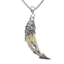 Load image into Gallery viewer, Mens Silver Tone Cream Tribal Wolf Tooth Charm Pendant Necklace with SS Chain 24 Long - Pendant Necklace
