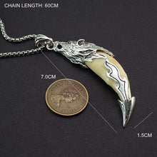 Load image into Gallery viewer, Mens Silver Tone Cream Tribal Wolf Tooth Charm Pendant Necklace with SS Chain 24 Long - Pendant Necklace
