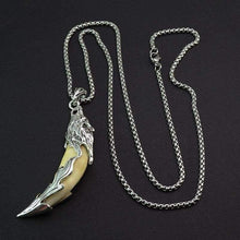 Load image into Gallery viewer, Mens Silver Tone Cream Tribal Wolf Tooth Charm Pendant Necklace with SS Chain 24 Long - Pendant Necklace
