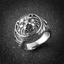 Load image into Gallery viewer, Men's Vintage Stainless Steel Ring Lion Head Shield Biker Gold/Silver/Black
