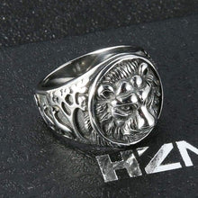 Load image into Gallery viewer, Men's Vintage Stainless Steel Ring Lion Head Shield Biker Gold/Silver/Black
