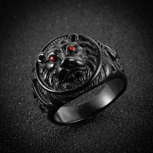 Load image into Gallery viewer, Men's Vintage Stainless Steel Ring Lion Head Shield Biker Gold/Silver/Black
