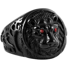 Load image into Gallery viewer, Men's Vintage Stainless Steel Ring Lion Head Shield Biker Gold/Silver/Black
