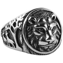 Load image into Gallery viewer, Men's Vintage Stainless Steel Ring Lion Head Shield Biker Gold/Silver/Black
