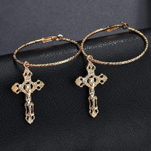 Load image into Gallery viewer, metal punk hyperbole fashion Jesus Cross pendant big circle sexy hoop Earring Women Jewelry - Ear Jewelry
