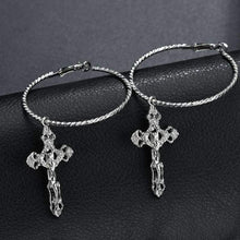 Load image into Gallery viewer, metal punk hyperbole fashion Jesus Cross pendant big circle sexy hoop Earring Women Jewelry - Ear Jewelry

