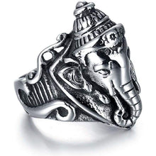 Load image into Gallery viewer, MetJakt Real 925 Sterling Silver Ring &amp; Hand Carved Wealth Elephant's Nose Ring for Men Punk Rock Jewelry
