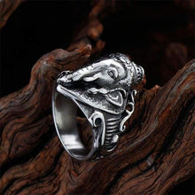 Load image into Gallery viewer, MetJakt Real 925 Sterling Silver Ring &amp; Hand Carved Wealth Elephant's Nose Ring for Men Punk Rock Jewelry
