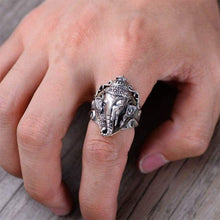 Load image into Gallery viewer, MetJakt Real 925 Sterling Silver Ring &amp; Hand Carved Wealth Elephant's Nose Ring for Men Punk Rock Jewelry
