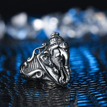 Load image into Gallery viewer, MetJakt Real 925 Sterling Silver Ring &amp; Hand Carved Wealth Elephant's Nose Ring for Men Punk Rock Jewelry
