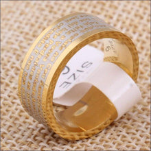 Load image into Gallery viewer, Monogrammed Letter and Cross Ring - Unisex (Gold Titanium Steel) - Ring
