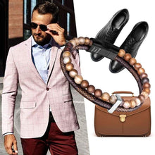 Load image into Gallery viewer, murtoo Mens Bead Leather Bracelet Blue and Brown Bead and Leather Bracelet for Men (Brown) - Apparel
