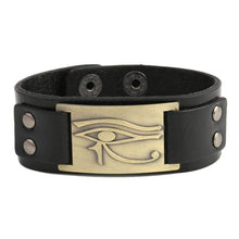 Load image into Gallery viewer, My Shape Eye of Horus Ra Thoth Udjat Leather Cuff Bracelet Egyptian Amulet Pagan Jewelry (Antique Brass Black) - Pendant Necklace
