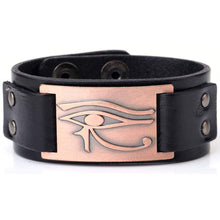 Load image into Gallery viewer, My Shape Eye of Horus Ra Thoth Udjat Leather Cuff Bracelet Egyptian Amulet Pagan Jewelry (Antique Gold Black) - Pendant Necklace
