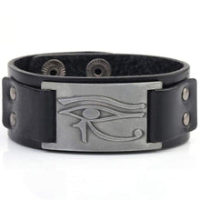 Load image into Gallery viewer, My Shape Eye of Horus Ra Thoth Udjat Leather Cuff Bracelet Egyptian Amulet Pagan Jewelry (Antique Silver Black) - Pendant Necklace
