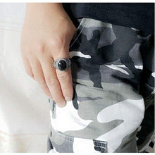 Load image into Gallery viewer, Natural Black Onyx Oval Stone Solid Silver 925 Band Rings Men 100% Pure Sterling Silver 925 Thai Silver Cool Mens Jewelry Gifts (Resizable

