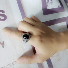 Load image into Gallery viewer, Natural Black Onyx Oval Stone Solid Silver 925 Band Rings Men 100% Pure Sterling Silver 925 Thai Silver Cool Mens Jewelry Gifts (Resizable
