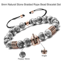 Load image into Gallery viewer, Natural Gemstone Bead Bracelets - 8mm Natural Maps Stone Picasso Stone Beads Bracelet Men Women Stress Relief Yoga Beads Elastic
