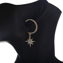 Load image into Gallery viewer, NEW street shoot elegant girl light luxury fashion shining rhinestone Star pendant sexy Moon Stud Earring Women Jewelry - Ear Jewelry
