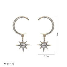 Load image into Gallery viewer, NEW street shoot elegant girl light luxury fashion shining rhinestone Star pendant sexy Moon Stud Earring Women Jewelry - Ear Jewelry
