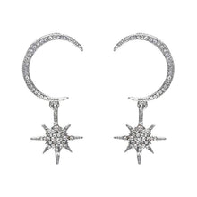 Load image into Gallery viewer, NEW street shoot elegant girl light luxury fashion shining rhinestone Star pendant sexy Moon Stud Earring Women Jewelry - Ear Jewelry
