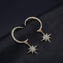 Load image into Gallery viewer, NEW street shoot elegant girl light luxury fashion shining rhinestone Star pendant sexy Moon Stud Earring Women Jewelry - Ear Jewelry
