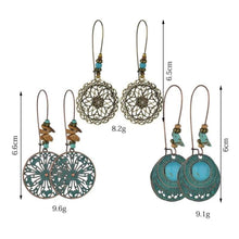 Load image into Gallery viewer, NEW vintage Round geometric statement earring Bohemia blue stone element Round FLower design Drop Earring Women - Earrings
