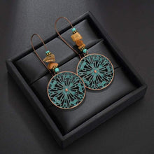 Load image into Gallery viewer, NEW vintage Round geometric statement earring Bohemia blue stone element Round FLower design Drop Earring Women - Earrings
