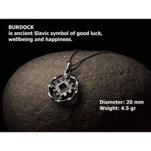 Load image into Gallery viewer, Norse Jewelry Ancient Magic Amulet Necklace 'Lucky Burdock' 925 Sterling Silver Viking Pendant Good Luck Talisman for Men Women Pagan Slavic Occult Symbol + Free Cord/Handmade
