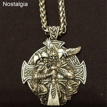 Load image into Gallery viewer, Nostalgia Odin Axe And Raven Amulet Compass Viking Cross Helena Rosova Male Necklace Pendants Heathen Mens Womens Jewellery - Pendant
