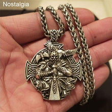Load image into Gallery viewer, Nostalgia Odin Axe And Raven Amulet Compass Viking Cross Helena Rosova Male Necklace Pendants Heathen Mens Womens Jewellery - Pendant
