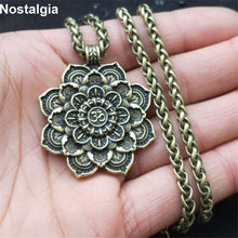 Load image into Gallery viewer, Nostalgia Yoga OM Mandala Pendant Women Flower Spiritual Neckace Religious Indian Jewelry - Pendant Necklace
