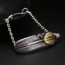 Load image into Gallery viewer, Old silversmith 925 silver bracelet golden feather character skills Punk ICONS fashionable nightclub rock silver bracelet
